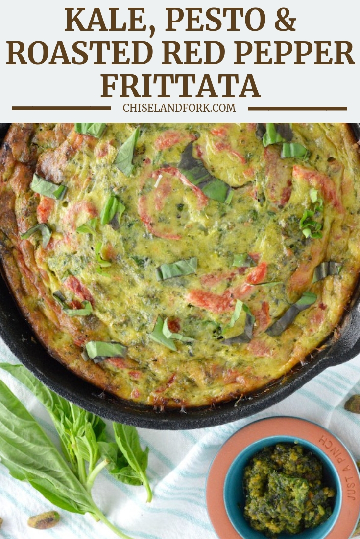 Kale, Pesto and Roasted Red Pepper Frittata Recipe - Chisel & Fork