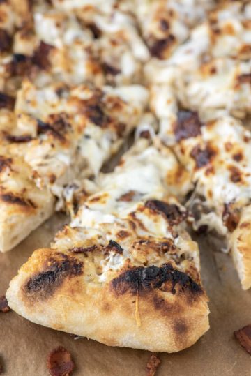 Chicken and Bacon Pizza with Garlic Cream Sauce Recipe - Chisel & Fork