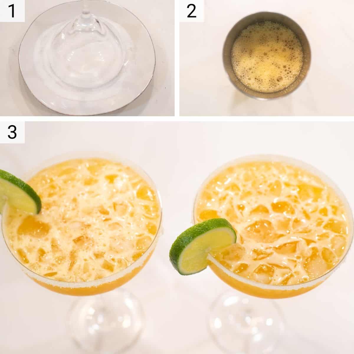 process shots of making margarita with passion fruit