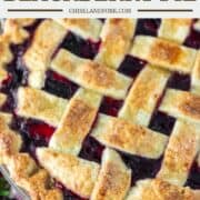 close-up of strawberry blackberry pie in pie dish